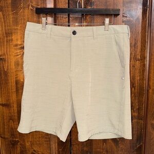 Vuori Men's Performance Shorts Khaki Striped Athletic Casual Size 32